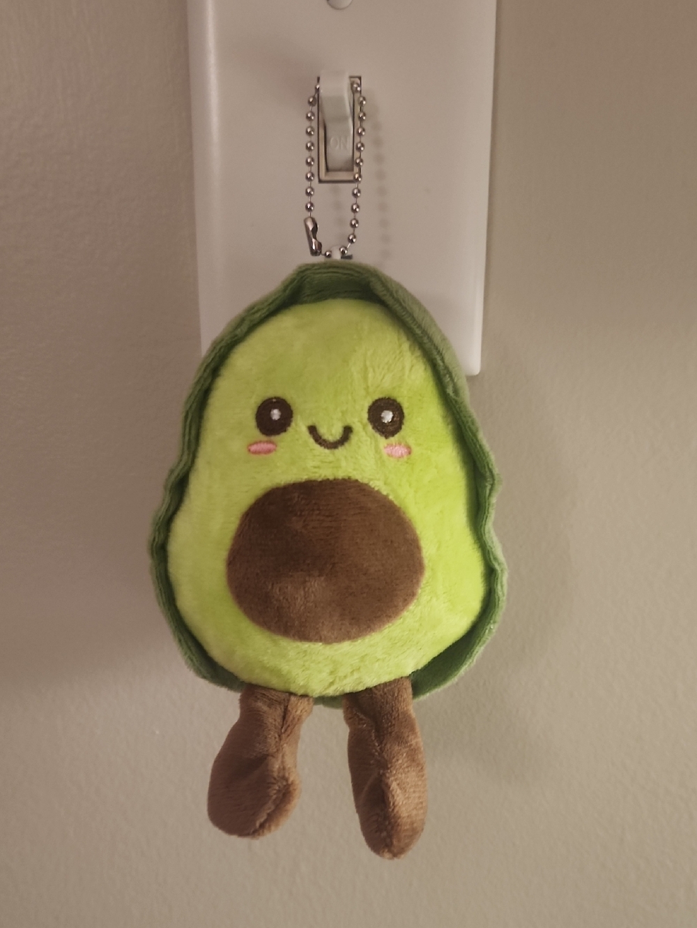 Kawaii Plush Avocado Keychain - Lime Green & Brown
